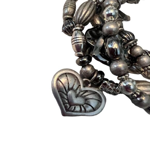 New Icon Collection Love Stretch Bracelets Silver Beads Hearts - Picture 2 of 9